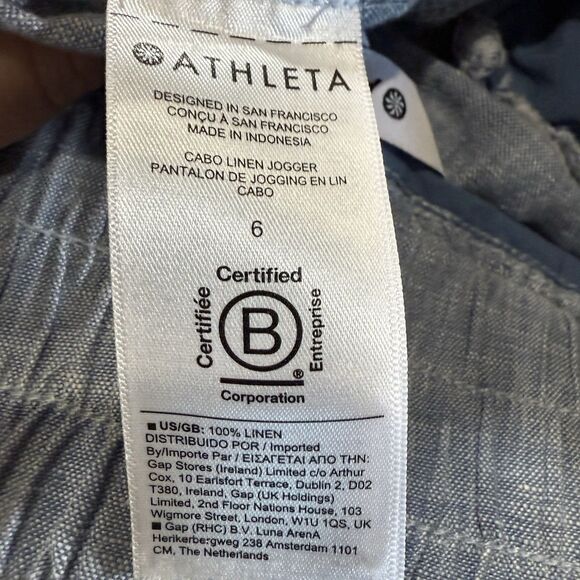 Athleta Cabo Linen Jogger size 6 drawstring elastic leg bottoms 100% Linen - Picture 5 of 8
